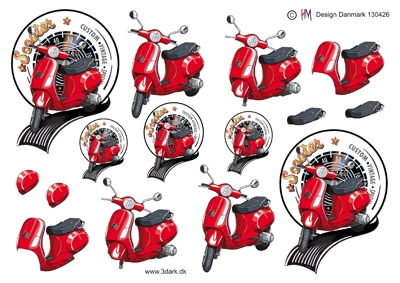  3D Rød scooter